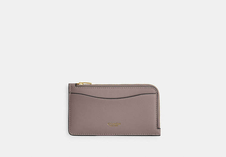 COACH® Women's Tarjetero New York Con Cremallera Y Bloques De Color en Gris | Cuir