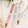 Set de 2 bolígrafos personalizados ADN Nacimiento Flor Purpurina Líquido Dinámico Arena Bolígrafo Recargable con Nombre Material de Oficina Regalo de Cumpleaños para Personal Médico