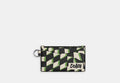 COACH® Men's Tarjetero Con Cremallera Y Estampado De Cuadros Geométricos en Negro | Cuir