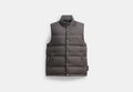 COACH® Men's Chaleco De Plumón Liso en Gris, Talla Mediano | Coton
