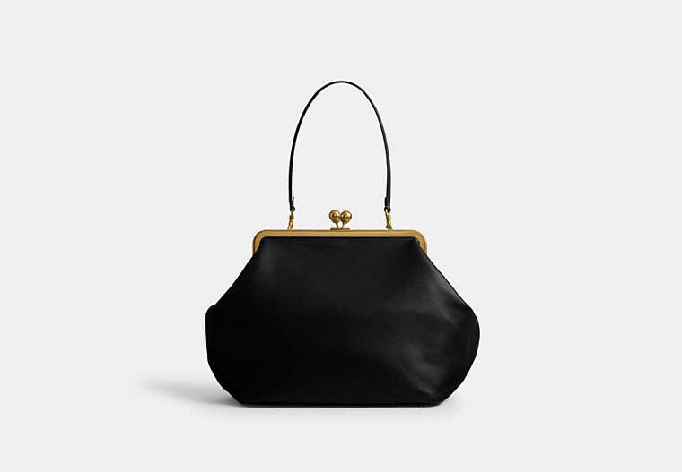 COACH® Women's Bolso grande Kisslock Frame en Negro | Cuir