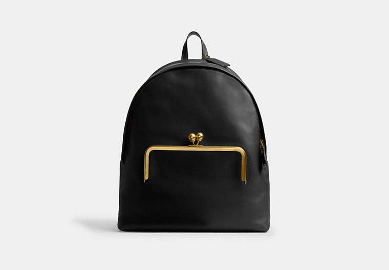 COACH® Women's Mochila Kisslock Frame en Negro | Cuir