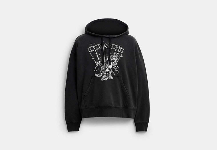 COACH® Men's Sudadera Con Capucha Y Rexy en Negro, Talla Mediano | Coton