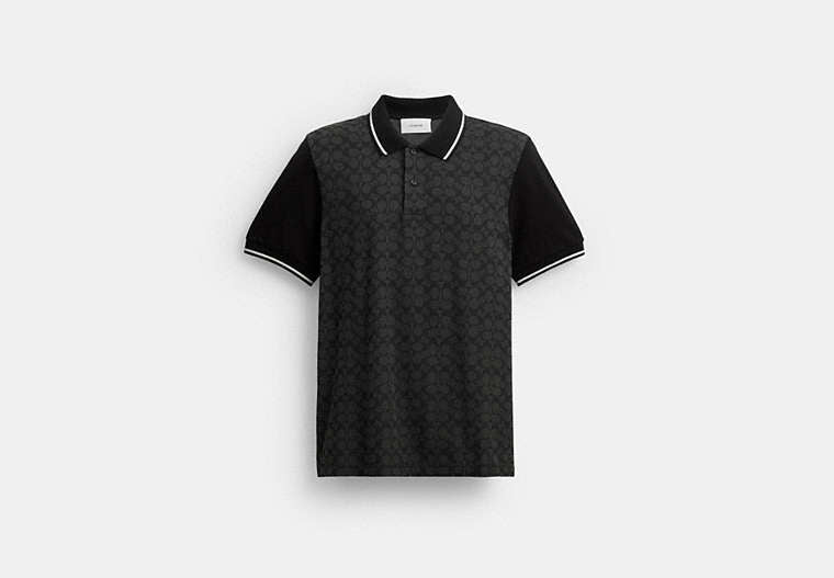 COACH® Men's Polo De Firma en Negro, Talla Mediano | Coton
