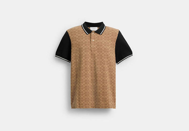 COACH® Men's Polo De Firma en Castaño, Talla Mediano | Coton