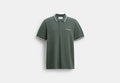 COACH® Men's Polo Con Ribete De Firma En Algodón Orgánico en Castaño, Talla Mediano | Coton