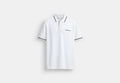 COACH® Men's Polo Con Ribete De Firma En Algodón Orgánico en Blanco, Talla Mediano | Coton