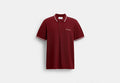 COACH® Men's Polo Con Ribete De Firma En Algodón Orgánico en Rojo, Talla Mediano | Coton