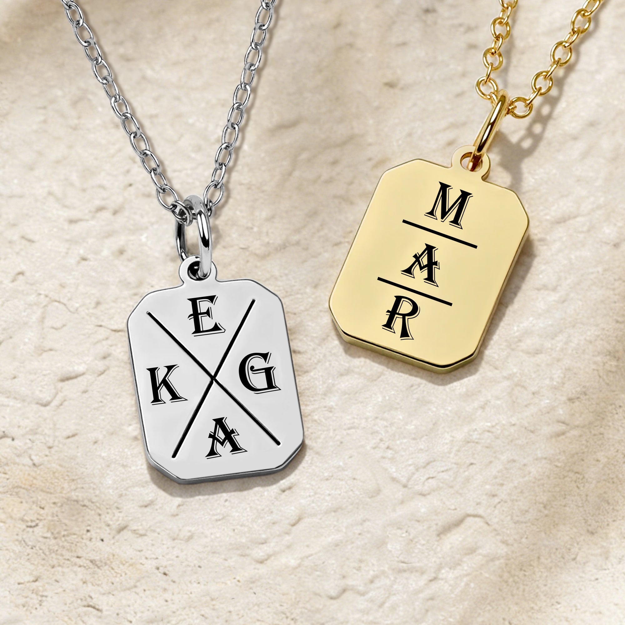 Personalizado 1-4 iniciales símbolos de la suerte Octagon Collar Minimalista Joyería Cumpleaños Día de la Madre Aniversario Regalo para Mujeres Hombres