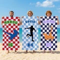 Toalla de playa deportiva personalizada extragrande de secado rápido diseño de fútbol con nombre y número regalo de cumpleaños para amantes del fútbol