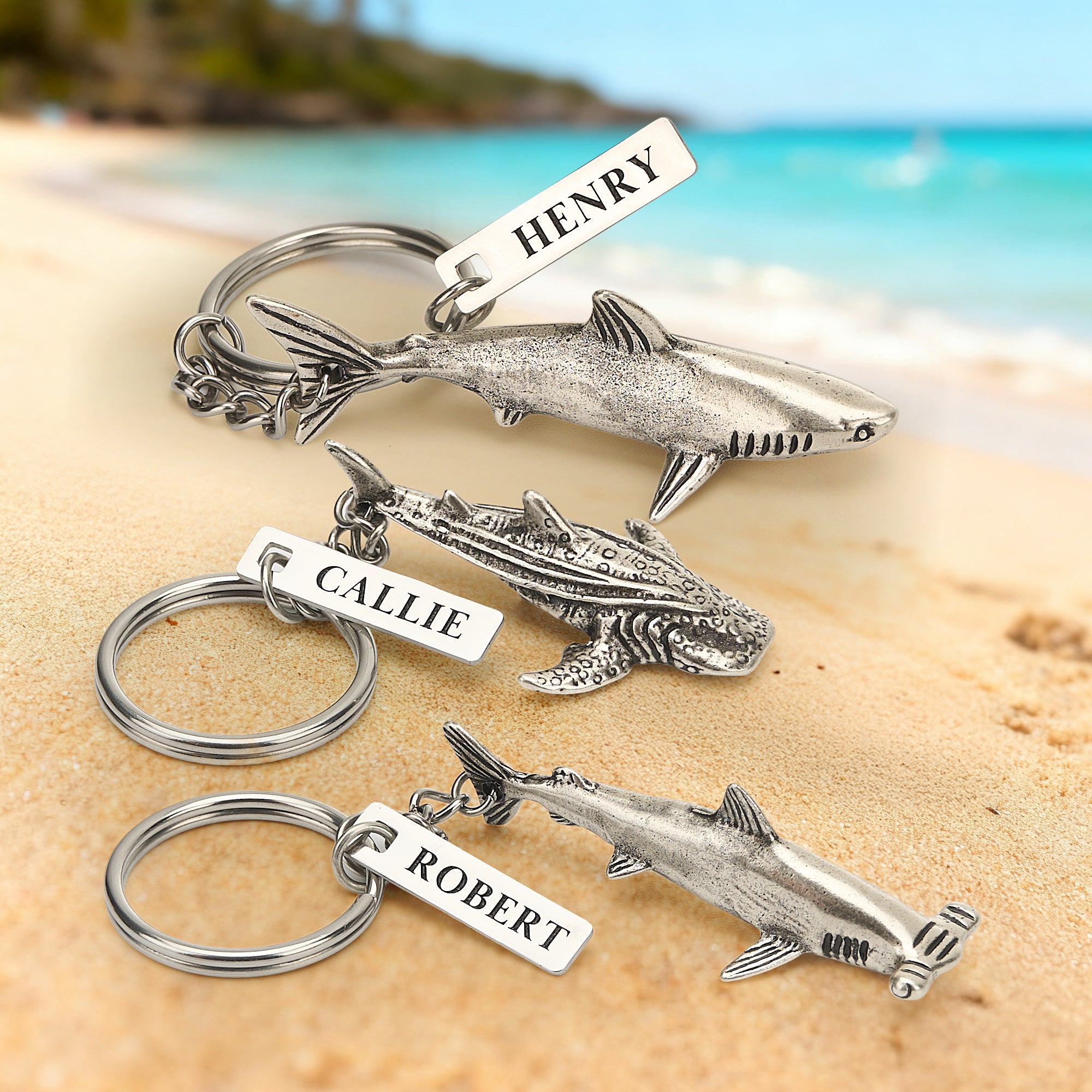 Llavero personalizado de tiburón realista con nombre Cumpleaños Regalo de Navidad para amantes de los tiburones amantes del buceo amantes del surf