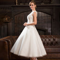 Bridal Wedding Dress Ivory Sleeveless Short Scoop Ball-Gown Princess