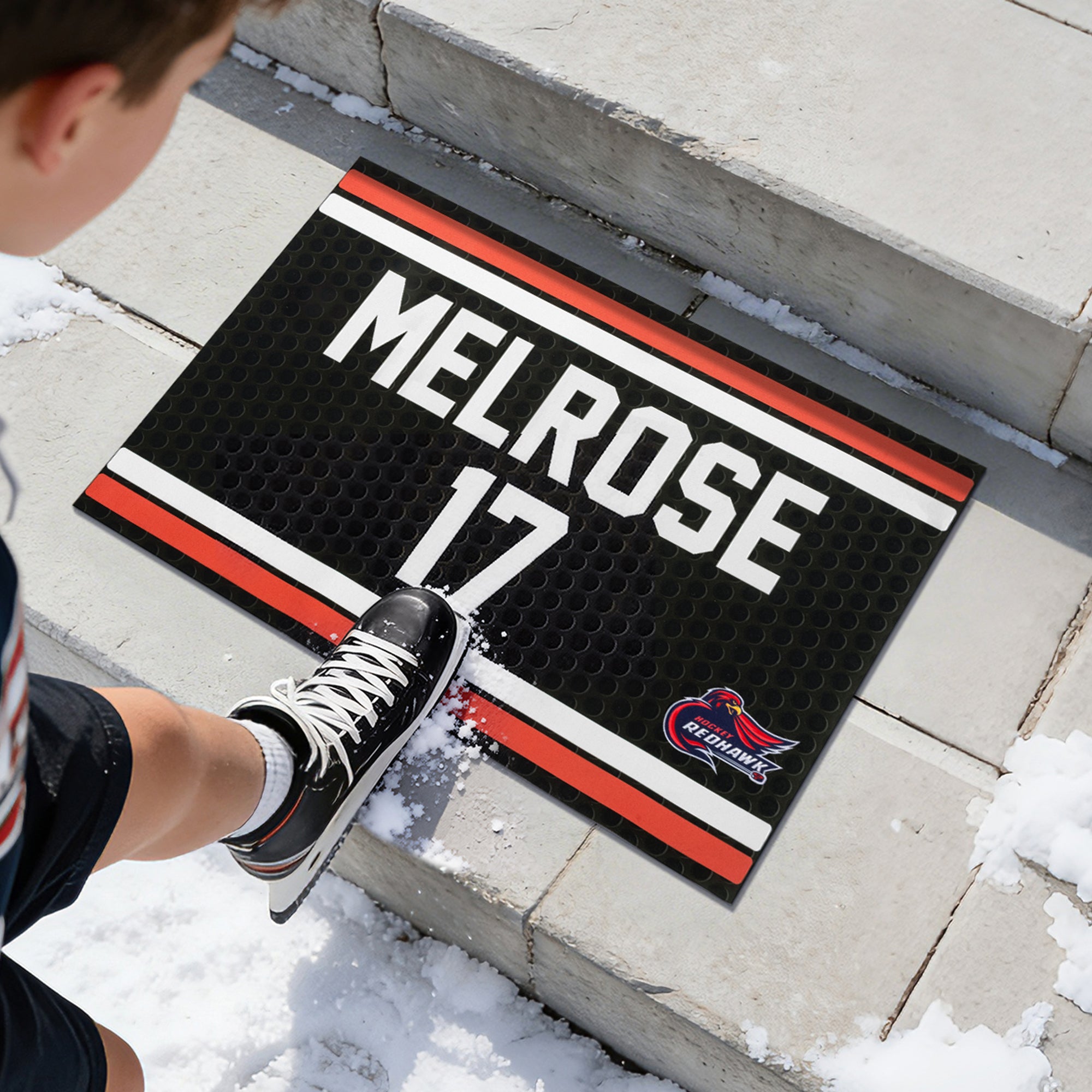 Alfombrilla antideslizante personalizada para el suelo de hockey con nombre, número y logotipo Regalo de inauguración de casa y cumpleaños para jugadores de hockey