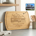 Personalizado grabado Casa Foto Bambú Cerezo Nogal Madera Tabla de cortar con el título y el texto de uso diario Housewarming Regalo para Amigos Familia