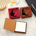 Personalizado Silueta de una persona de diseño de cuero de la PU Sticky Note Holder con nombre y texto Material de Oficina Regalo de cumpleaños para los hombres