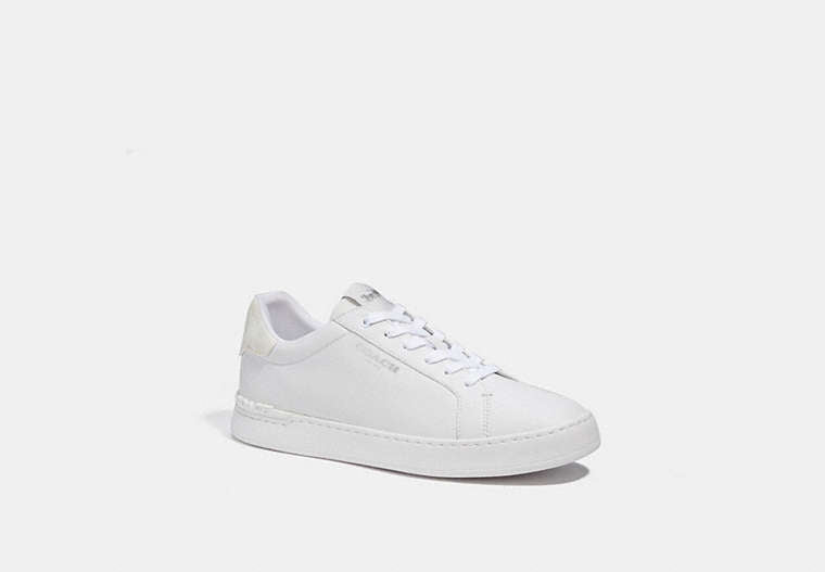 COACH® Men's Zapatillas deportivas con lengüeta baja Clip de lona de firma en Blanco, Talla 11 | Cuir