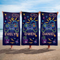Toalla de playa de gran tamaño, de secado rápido, con nombre, personalizada, con gráfico de neón para juegos, para vacaciones de verano, fiesta de playa, regalo de cumpleaños, para jugadores y niños.