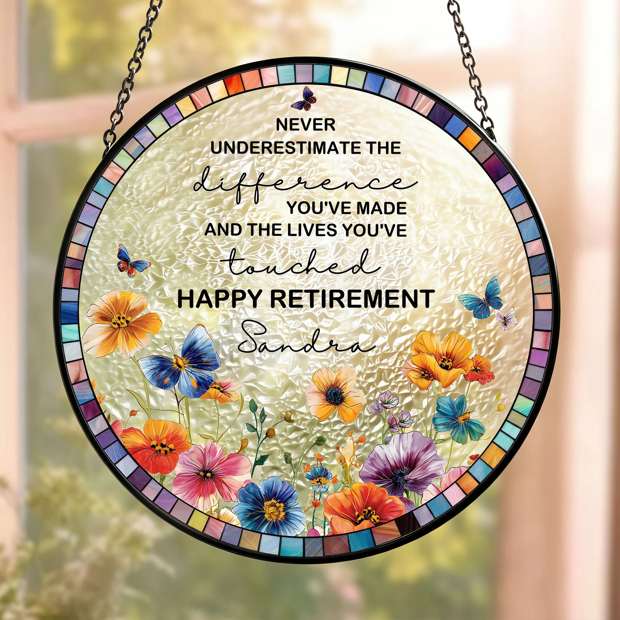Parasol Personalizado Jardín de Mariposas con Nombre y Texto Decoración de Habitación Regalo de Jubilación para Mamá Jubilada