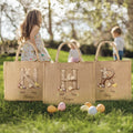Bolsa de yute grande con nombre e inicial para fiesta de Pascua personalizada estilo retro Happy Easter Bunny Chick para niños niñas