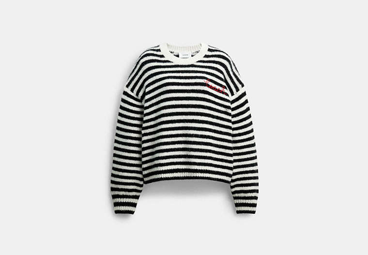 COACH® Women's Sudadera A Rayas Coach en Negro, Talla Mediano | Autre