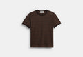 COACH® Women's Camiseta De Firma Ringer en Castaño, Talla Mediano