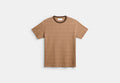 COACH® Men's Camiseta De Firma En Algodón Orgánico en Castaño, Talla Mediano