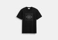 COACH® Men's Camiseta De Corte Cuadrado De Firma En Algodón Orgánico en Negro, Talla Mediano | Coton
