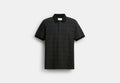 COACH® Men's Polo De Firma En Algodón Orgánico en Gris, Talla Mediano