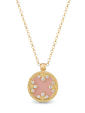 Roberto Coin Diamond and Pink Opal Pendant Necklace — Gold