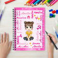 Personalizado Cartoon Personaje Word Cloud Multicolor A5 Cuaderno de espiral con el nombre y la inicial Aniversario Cumpleaños Regalo para Niñas Niños