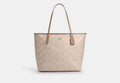 COACH® Women's Bolso Tote City Grande De Lona Maxi De Firma en Beige | Pvc
