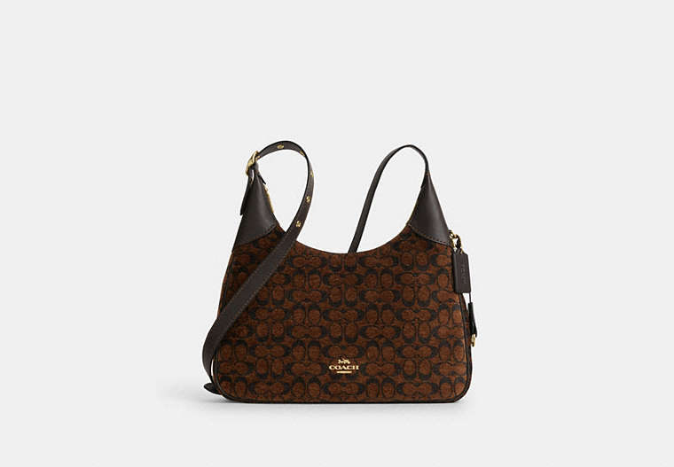 COACH® Women's Bolso De Hombro Ella En Chenilla De Firma en Castaño | Coton