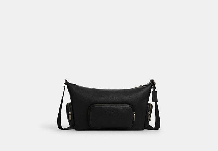 COACH® Men's Bolso Cruzado Finn Con Bolsillos en Negro | Cuir