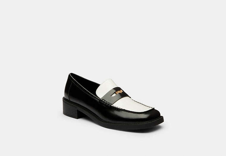 COACH® Women's Mocasines Con Puntera Cuadrada en Negro, Talla 11 | Cuir