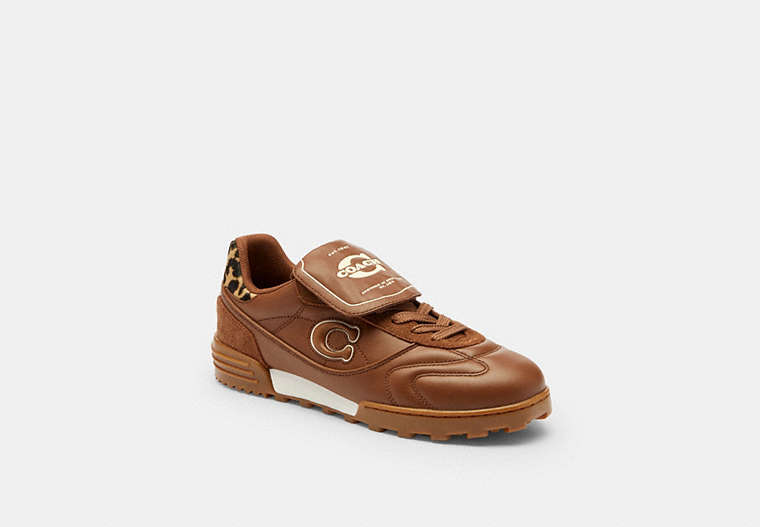 COACH® Women's Zapatillas Deportivas Match Con Estampado De Leopardo en Castaño, Talla 11 | Matières Mélangées
