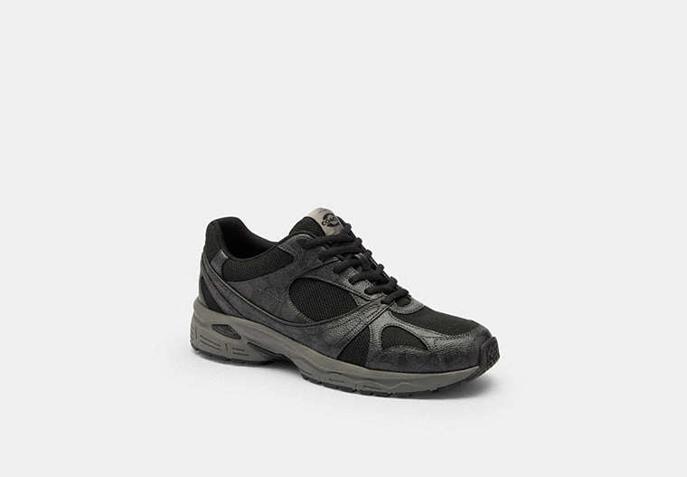 COACH® Men's Zapatillas Deportivas En Lona De Firma en Negro, Talla 11 | Matières Mélangées