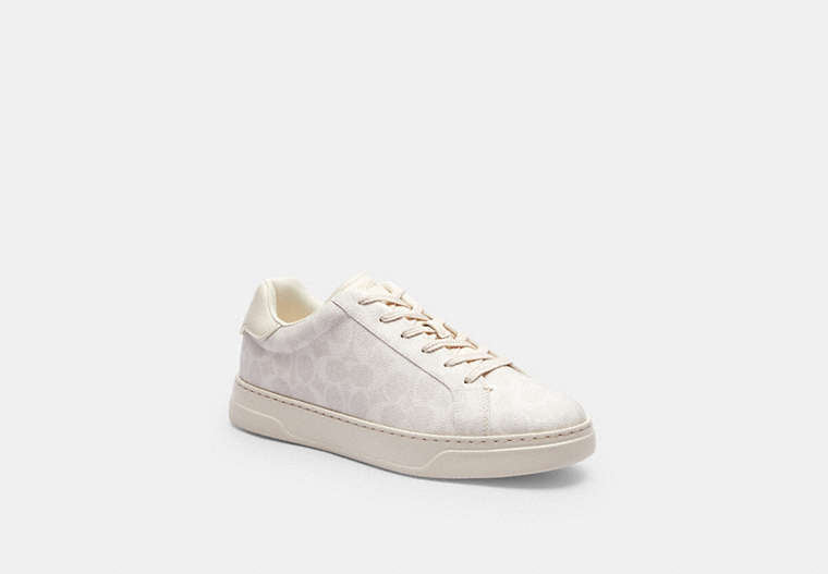 COACH® Men's Zapatilla Deportiva Tipo Bota En Lona De Firma en Blanco, Talla 11