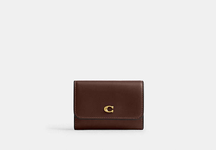 COACH® Women's Tarjetero Básico Con Solapa en Castaño | Cuir
