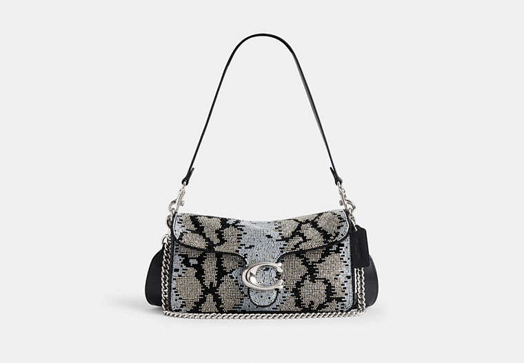 COACH® Women's Bolso De Hombro Tabby 26 Con Serpiente De Cuentas en Negro | Cuir