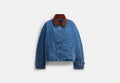 COACH® Women's Chaqueta De Granjero De Tela Vaquera en Azul, Talla Mediano | Autre