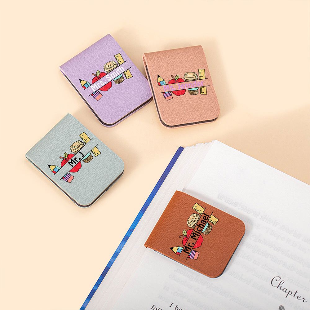 Lápiz de Manzana Personalizado Clip Marcapáginas Magnético Multicolor con Nombre Material de Lectura Día del Profesor Regalo de Cumpleaños para Profesores