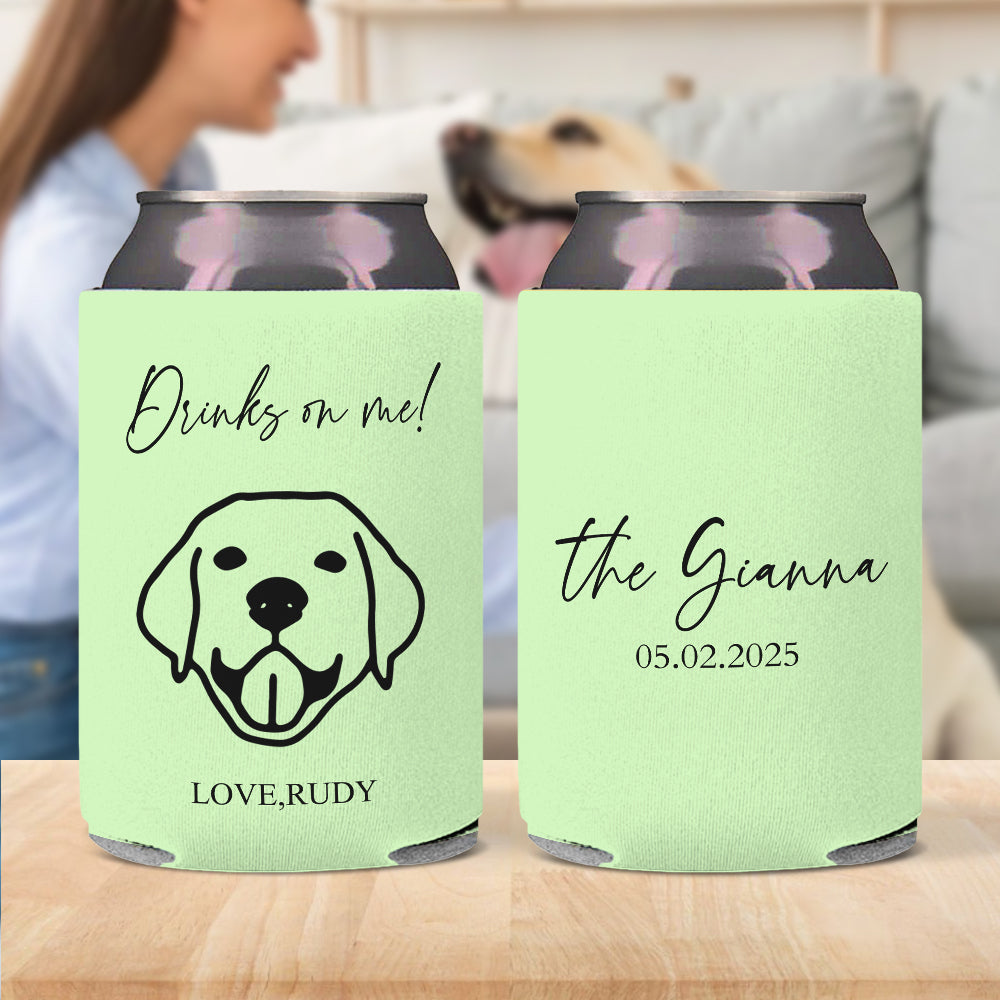 Personalizado Multicolor Perro Gato Línea Dibujo Lata Enfriador Manga con Nombre y Fecha Fiesta de Boda Cumpleaños Regalo para Amantes de las Mascotas Amantes de la Cerveza