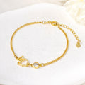 Personalizada Minimalismo Doble entrelazado iniciales pulsera con piedra de nacimiento Dainty Joyería Cumpleaños Aniversario de regalo para las mujeres