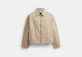 COACH® Men's Chaqueta Blouson Con Cremallera en Gris, Talla Mediano | Coton