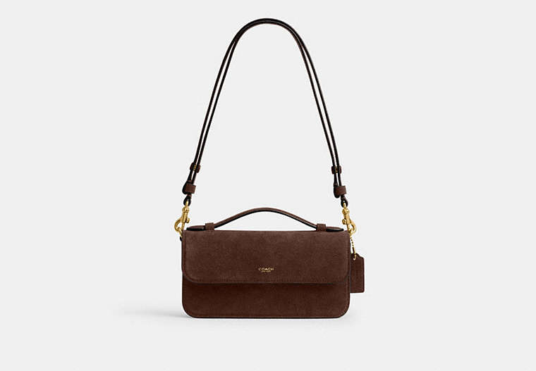 COACH® Women's Bolso Cruzado Con Asa Superior en Castaño | Cuir