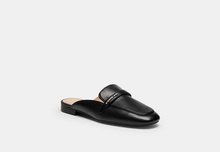 COACH® Women's Mocasines Sin Talón en Negro, Talla 11 | Cuir