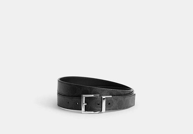 COACH® Men's Cinturón Reversible Cortado A Medida Con Hebilla Tipo Arnés De 30 Mm en Negro | Pvc