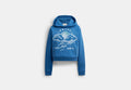 COACH® Women's Sudadera Con Capucha Con Aerógrafo en Azul, Talla Mediano