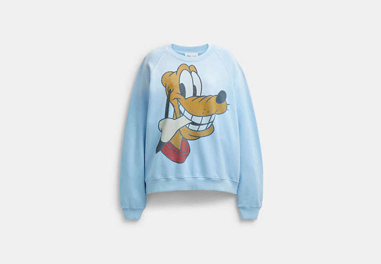 COACH® Women's Sudadera De Cuello Rojoondo Pluto Disney X Coach en Azul, Talla Mediano