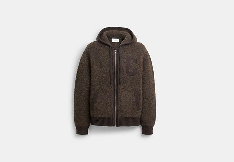 COACH® Men's Sudadera Con Capucha Y Cremallera en Castaño, Talla Mediano